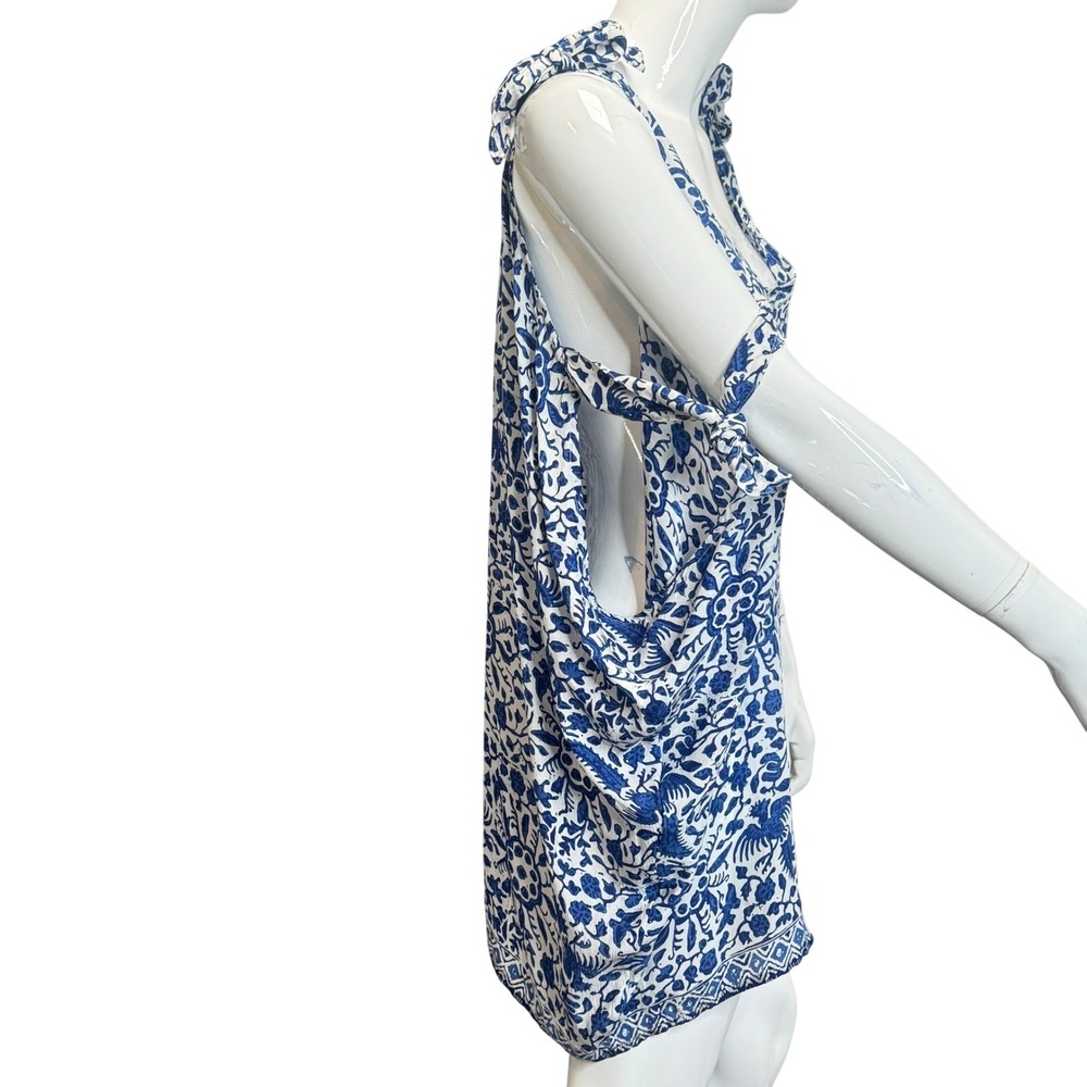 Natalie Martin Hand Painted Batik Draped Cover Up Mini Dress Cold Shoulder OS - Picture 3 of 9